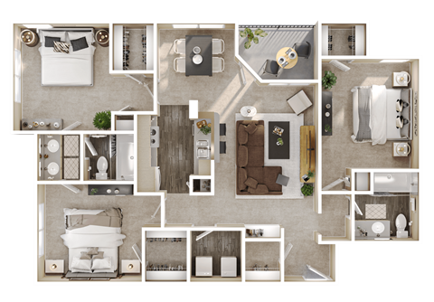 a floor plan of a house with furniture and a living room
